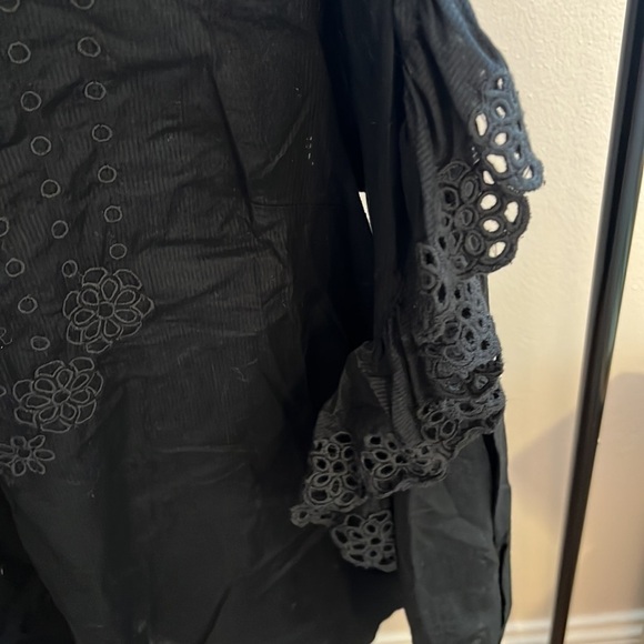 J Crew // Eyelet Lace Ruffle Long Sleeve Button Down Blouse - Picture 6 of 9